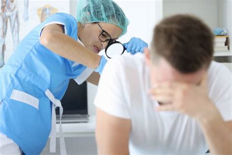 nurse gives prostate exam